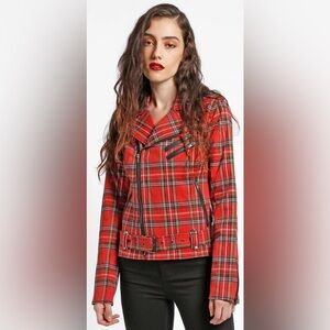 Tripp NYC (Daang Goodman) Wild Child Moto Red Plaid Jacket SIZE M. GENTLY WORN